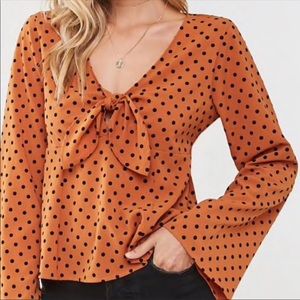 NWT Forever 21 Polka Dot Bell Sleeve Top